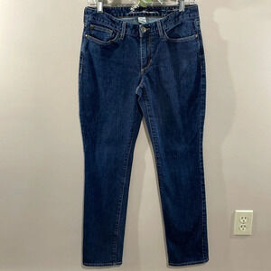 Eddie Bauer Slightly Curvy Straight Leg Dark Wash Denim Jeans 6